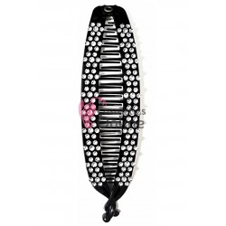 Accesoriu tip banana pentru prins parul din plastic PZS008ZZ - Neagra cu model